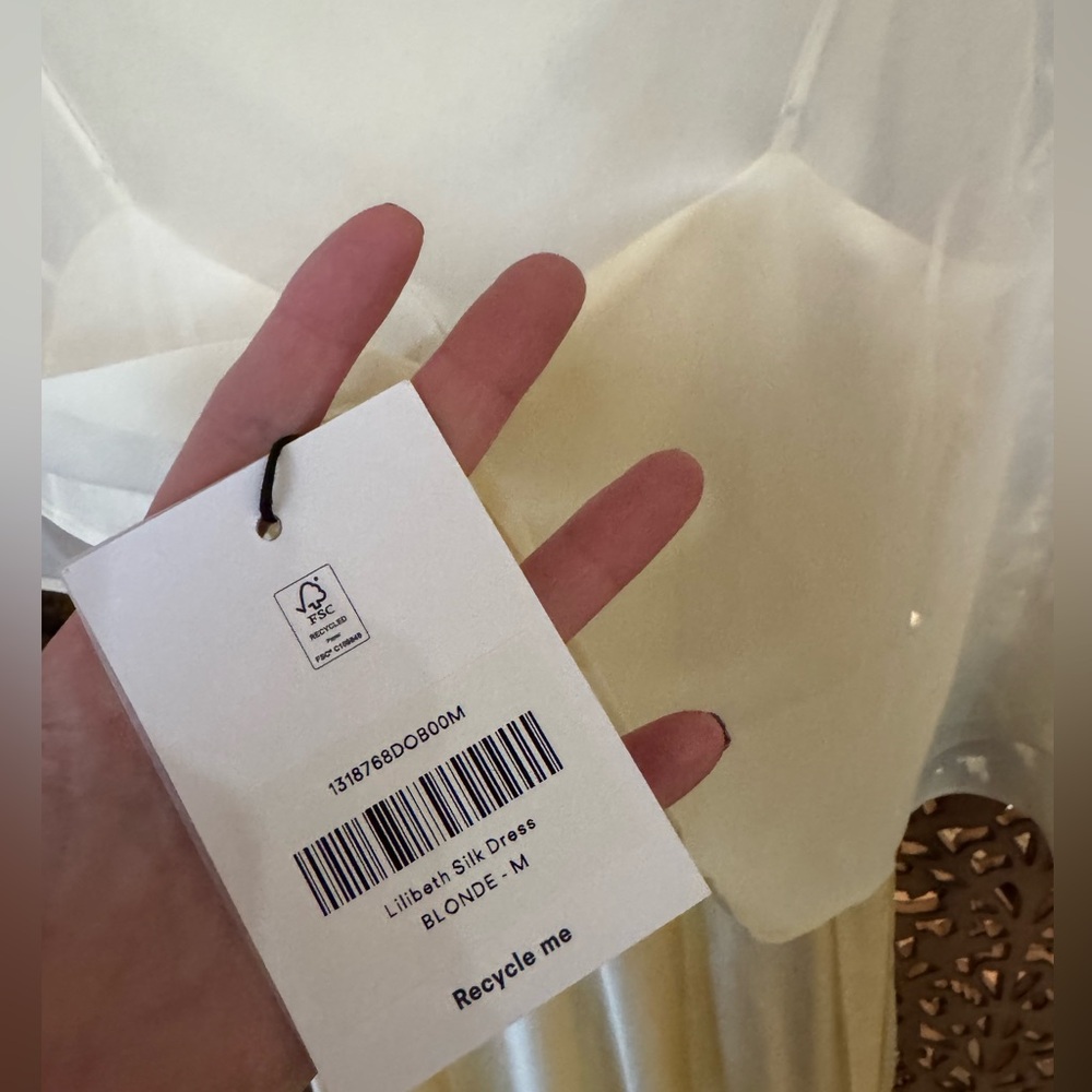 Reformation Lilibeth Silk Dress Blonde NEW NWT - Picture 6 of 6